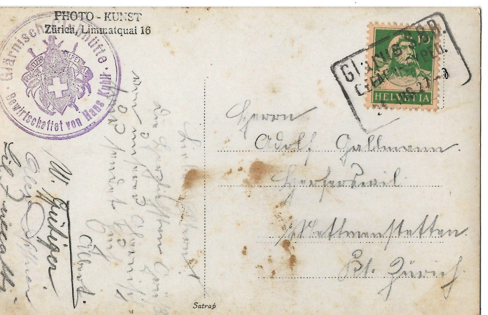 Ansichtskarten: Bahnpoststempel Glarus GL, 1927 - SAC-Stempel Glärnisch – Gebraucht aus Frauenfeld von Merk52