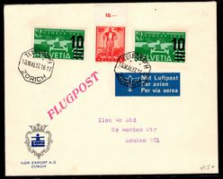 CH - Flugpost - Flugbr. 1937 n. London - Telegraphen Stempel