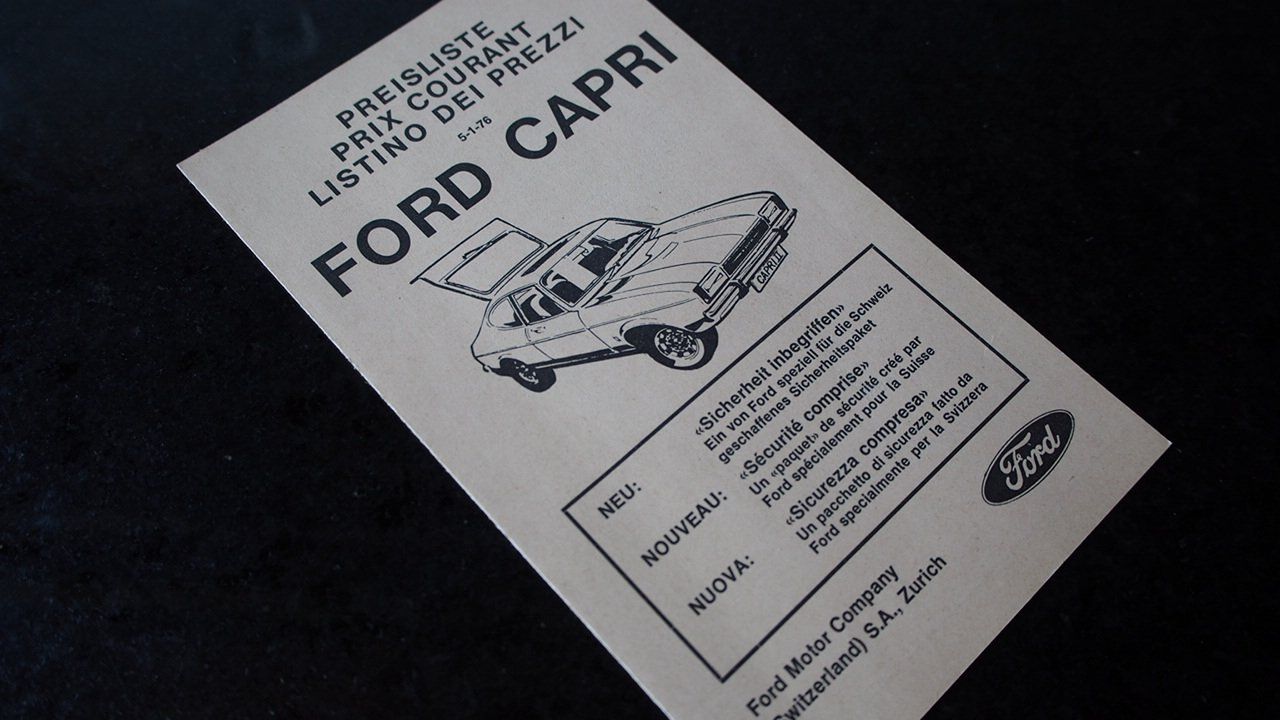 Ford Documenti: Ford Capri Preisliste 5.1.1976 – Usato da Zofingen venduto da sosalinos01