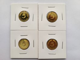 5 Pfennig D-F-G-J 1986 PP