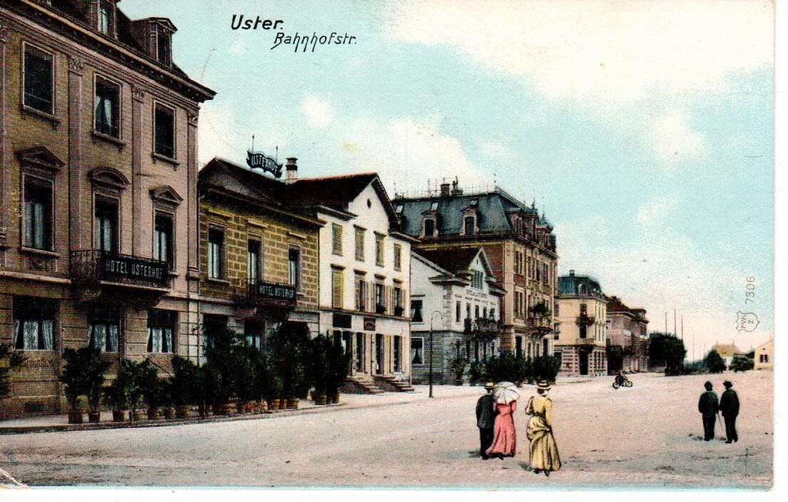 Ansichtskarten: Uster Bahnhofstrasse  1907 - Oberuster – Gebraucht aus Wolhusen von Curver9