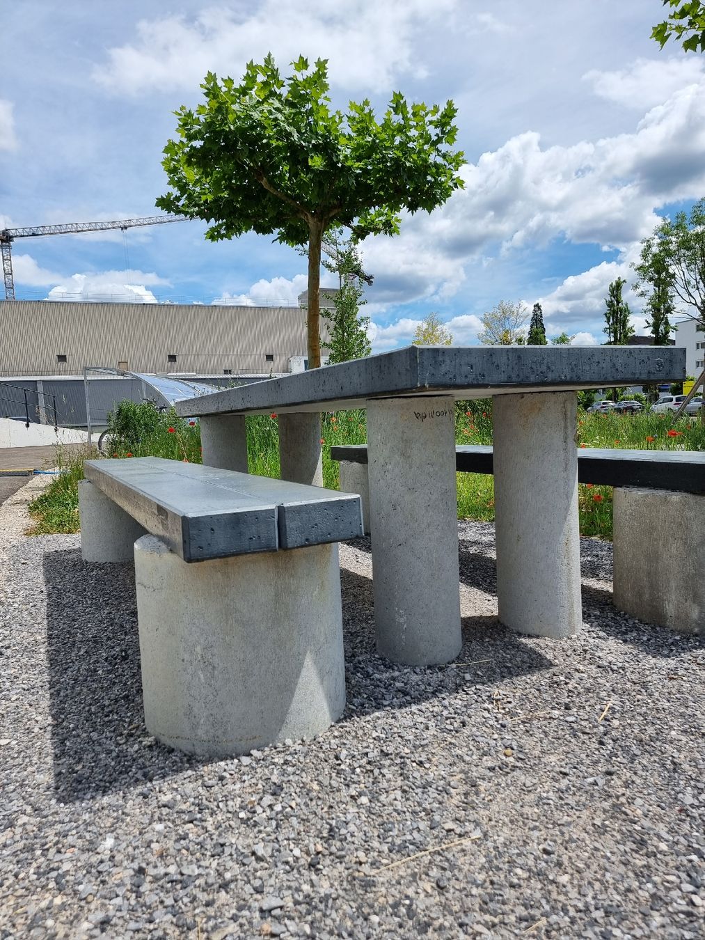 Set di tavolo e panche: Massiver Betontisch mit 2 Sitzbänken – Usato da Winterthur venduto da L.v.N 2