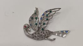 Elegante Brosche Vogel, 925 Silber, schön verziert (S23)