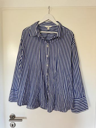 Blouse striped blue/white size XL H&M linen