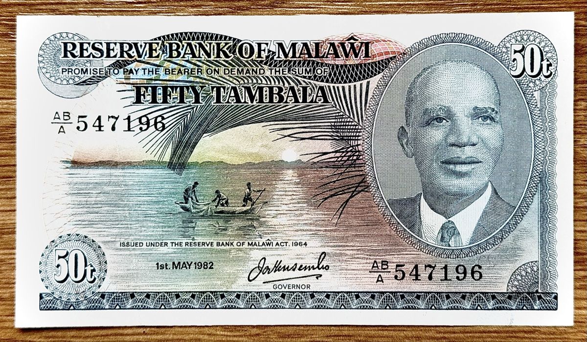 Banconote: 50 Tambala Malawi 1982!!! Selten!!! – Usato da Oberentfelden venduto da NunoLouro
