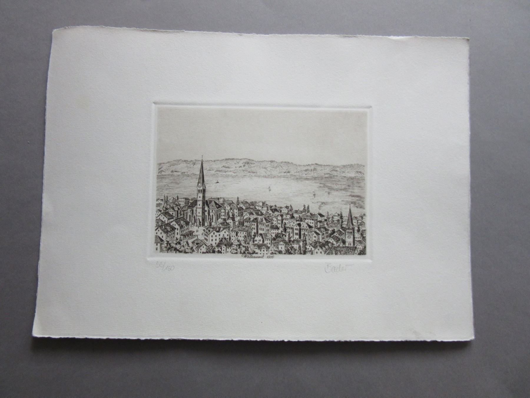 Incisioni: WÄDENSWIL SIGNIERT NUMMERIERT VON BADER – Usato da Gersau venduto da grafik-kunst 2
