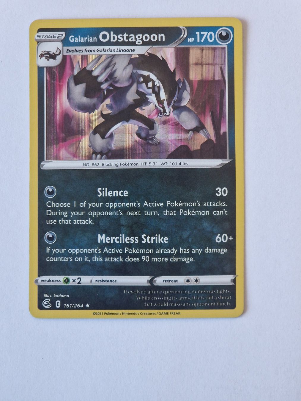 Pokémon Carte collezionabili: Pokemon - Obstagoon 161/264 – Usato da Greifensee venduto da Janali01