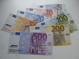 Lot + 7 Werbe Euro Scheine