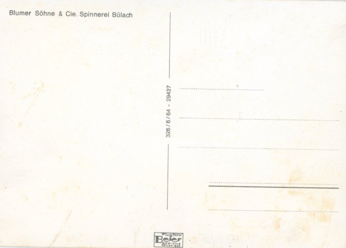 Cartoline postali: Bülach   ZH   -   BLUMER SÖHNE & Cie., SPINNEREI – Usato da Brig venduto da Valcards54 1