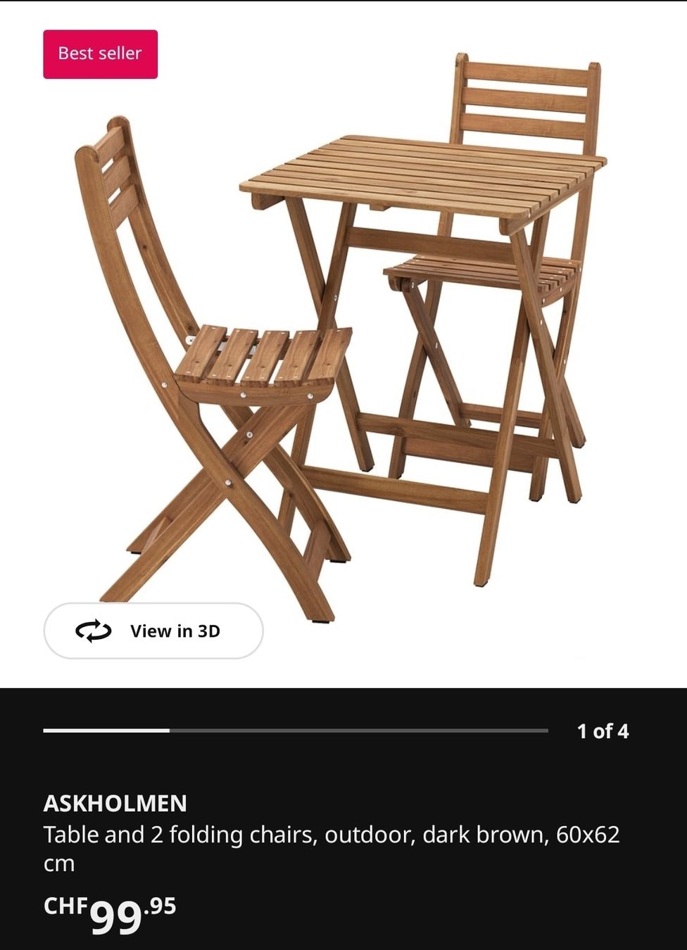 Ikea Set di tavolo e panche: Klappbarer Holztisch mit 2 Klappstühlen. – Usato da Baden venduto da maj_m9ml 4