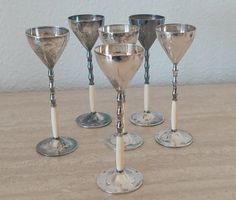 Likör Kelche 6er Set versilbert Jugendstil um 1905