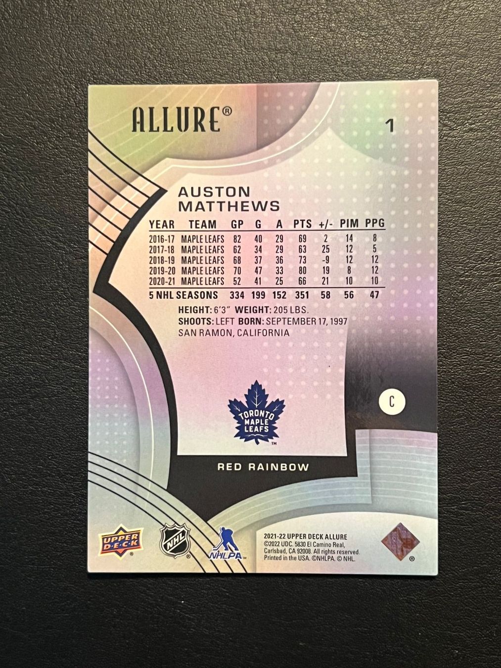 NHL Carte collezionabili: Auston Matthews 2021 Red Rainbow Toronto Maple Leafs – Nuovo (secondo la descrizione) da Möhlin venduto da SwissHockeyCards 1