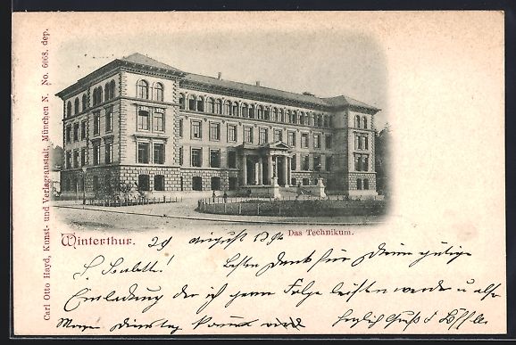 Ansichtskarten: AK Winterthur, Technikum, 1904 – Gebraucht aus Berlin von bartko-reher