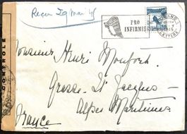 1945  Zensurbrief / Lugano - Alpes Maritimes Frankreich