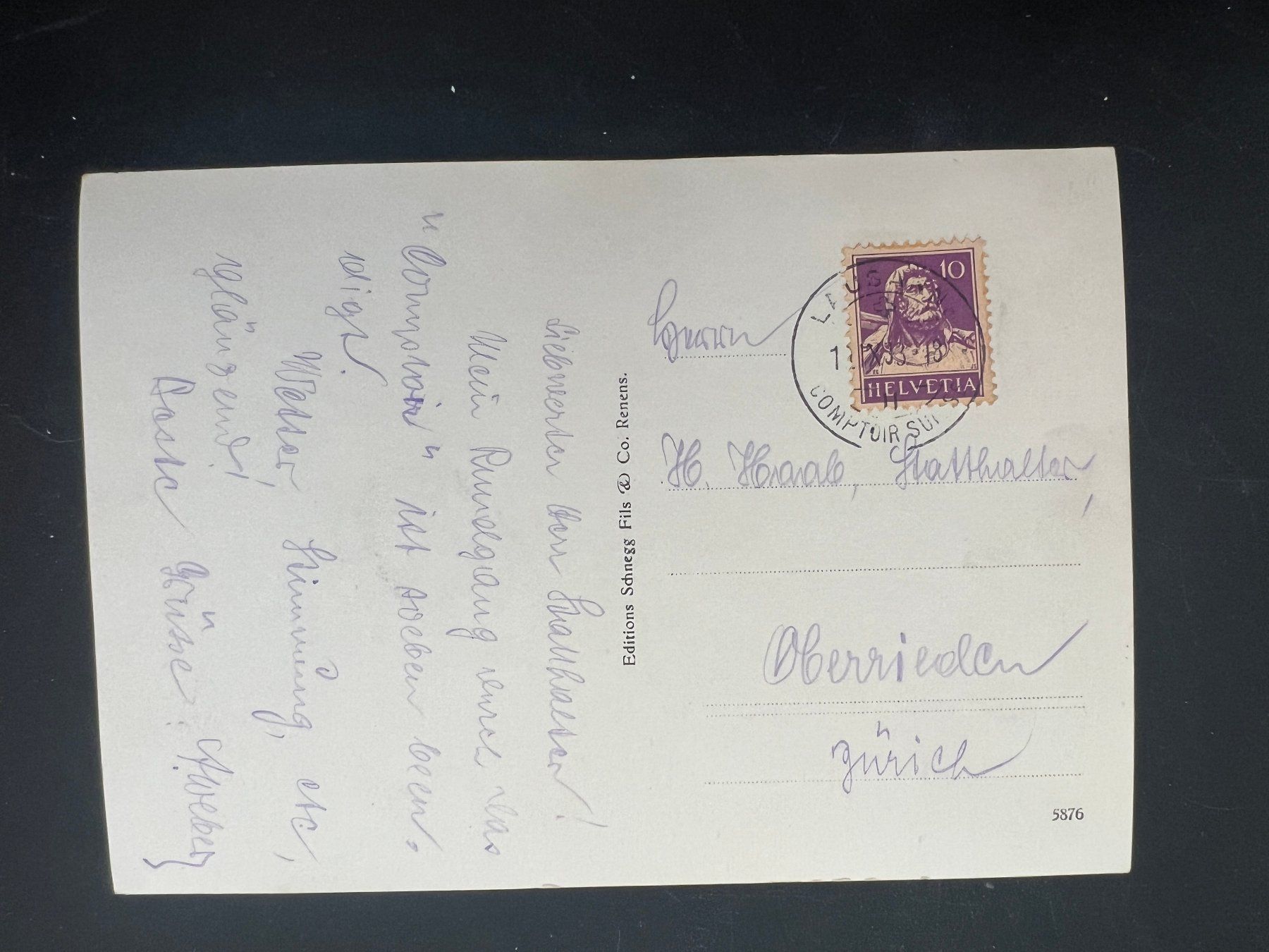 Cartoline postali: Lausanne  1933 Ansichtskarte (V271) – Usato da Hinwil venduto da Sidi4 1