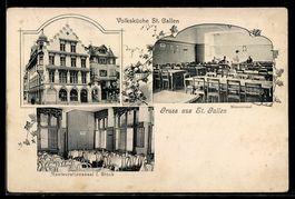 AK St. Gallen, Volksküche, Restaurationssaal I. Stock, Männe