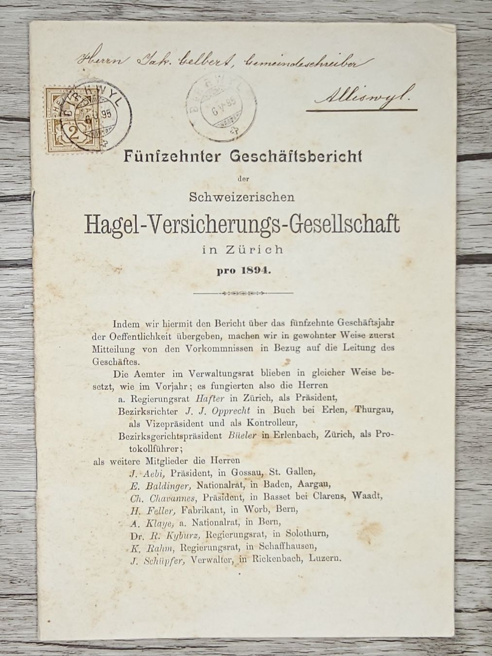 Tutti i francobolli: CL14 Document + Timbre Suisse 1895 – Usato da Cousset venduto da Patrick_Collections