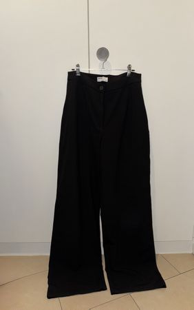 Pantalon large Bershka noir taille haute 