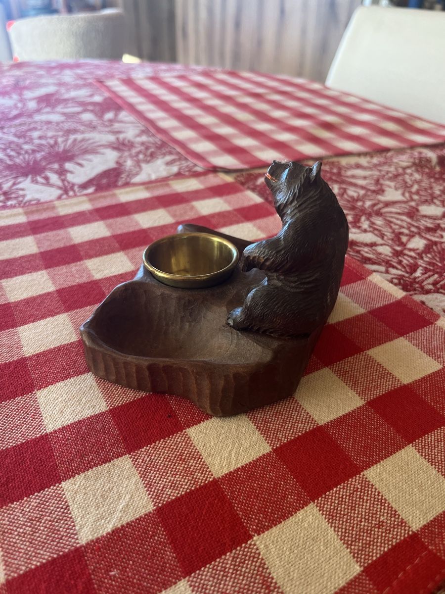 Sculture & Statue: Antiker Bär aus Holz mit Messing Schale – Usato da Saanen venduto da SoniaMichaela 6