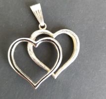 DOPPEL HERZ  ANHÄNGER IN 800 925 SILBER