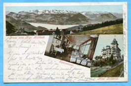 Gruss vom Rigi - Kaltbad  1903 - Panorama und Hotel Bellevue