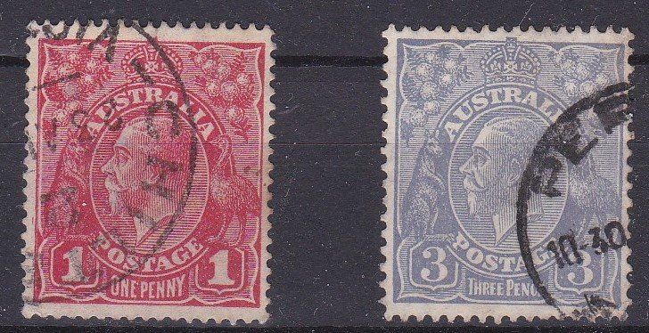 Alle Briefmarken: 2 timbres AUSTRALIE 1924 obl. – Gebraucht aus Blonay von Leglaude_01