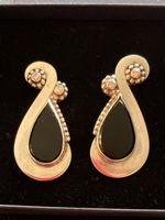 Boucles d'oreilles vintage argent 925 onyx zircons 14,50 Gr