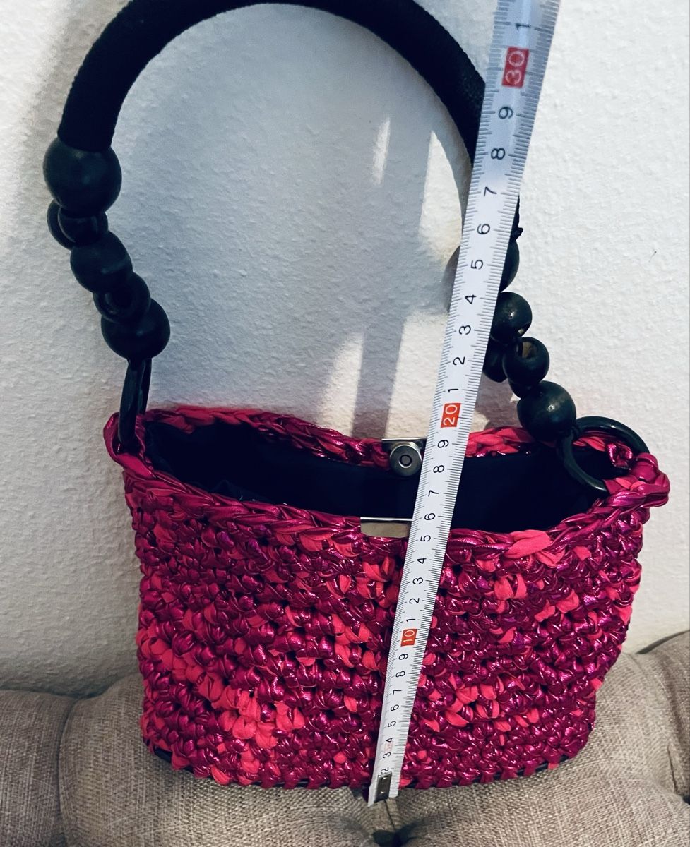 Taschen für Damen: Pinke Sommer Handtasche mit Holzperlen - Neu – Neu und originalverpackt aus Au ZH von Jaggy4 4