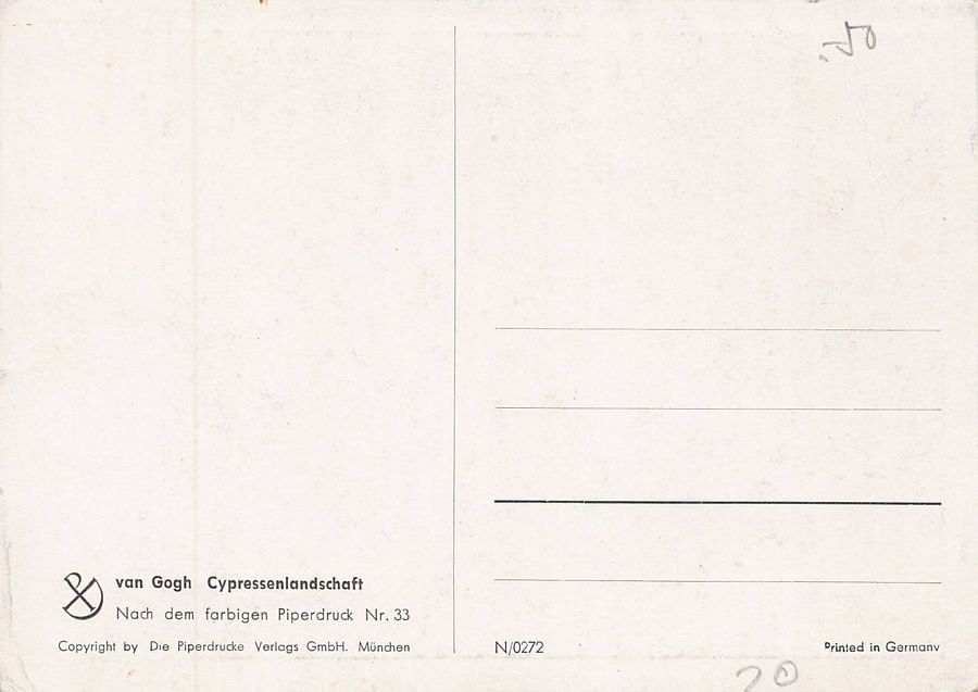 Cartoline postali: Kunst-AK, Van Gogh, Cypressenlandschaft – Usato da Frauenfeld venduto da POML 1