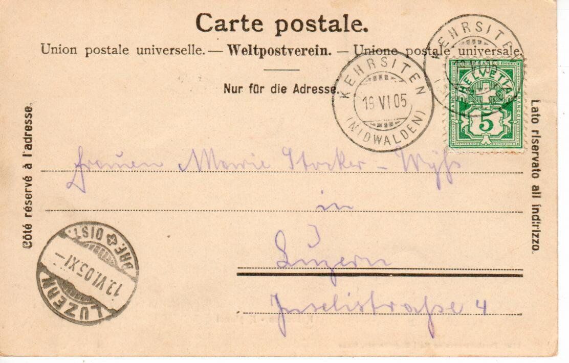 Ansichtskarten: Kehrsiten 1905 – Gebraucht aus Wolhusen von Curver9 1