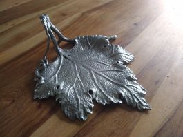 NEW! Siam Pewter Leaf Shaped Plate Wine Bottle Holder