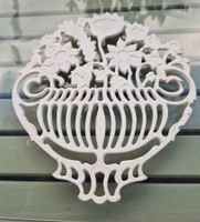 Untersetzer Blumenkorb weiss Zinn, shabby chic