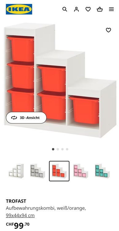 IKEA TROFAST Kommode, Regal, Treppendesihn, weiss mit Kisten Kaufen