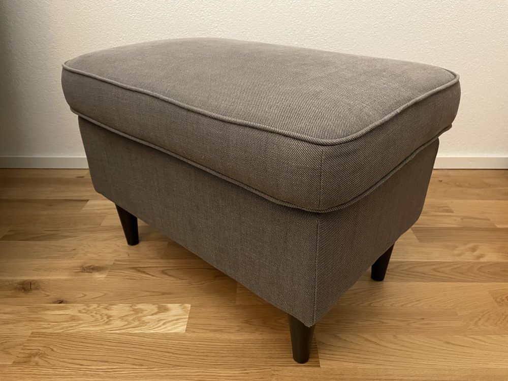 IKEA STRANDMON Sessel mit Hocker / Ohrensessel, dunkelgrau Kaufen auf