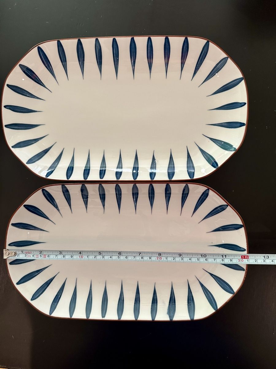 Geschirrsets: 2x Oval Serving Platters, Blue Leaf Pattern, Unique – Neu (gemäss Beschreibung) aus Gattikon von Sarahs_Schatzkammer 1