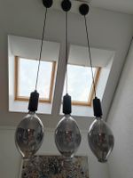 3er Hängeleuchte Vintage Retro Rauchglas Pendelleuchte.