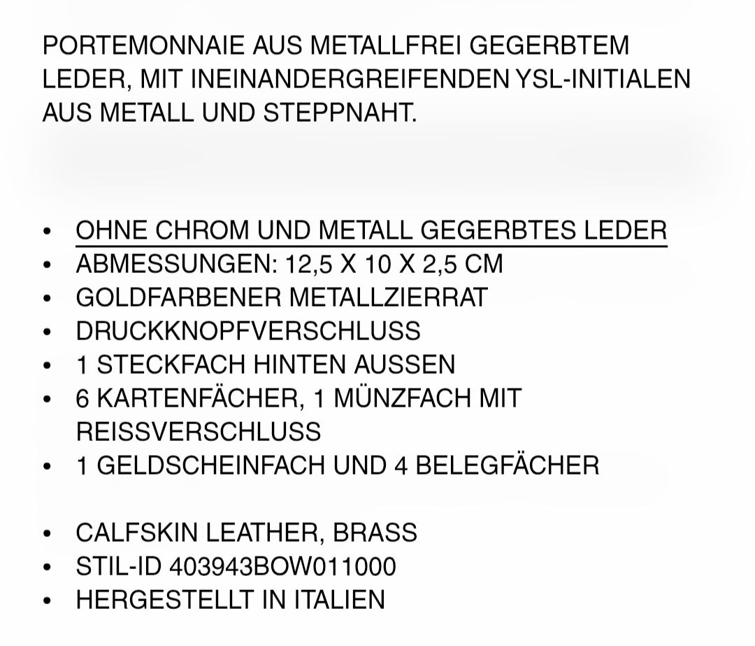 Saint Laurent Portamonete: SAINT LAURENT LEDERPORTEMONNAIE – Usato da Niederhelfenschwil venduto da usa001 7