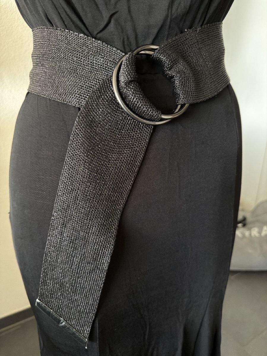 Cinture: Stylish Black Woven Belt with Silver Ring Buckle - Unique – Usato da Bouveret venduto da dou_g8q7 2
