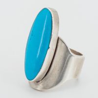 Vintage Statement Ring; 925 Silber mit Türkis-Cabochon