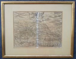 Holzschnitt: Ober Baden, Kanton Aargau, gerahmt, um 1545