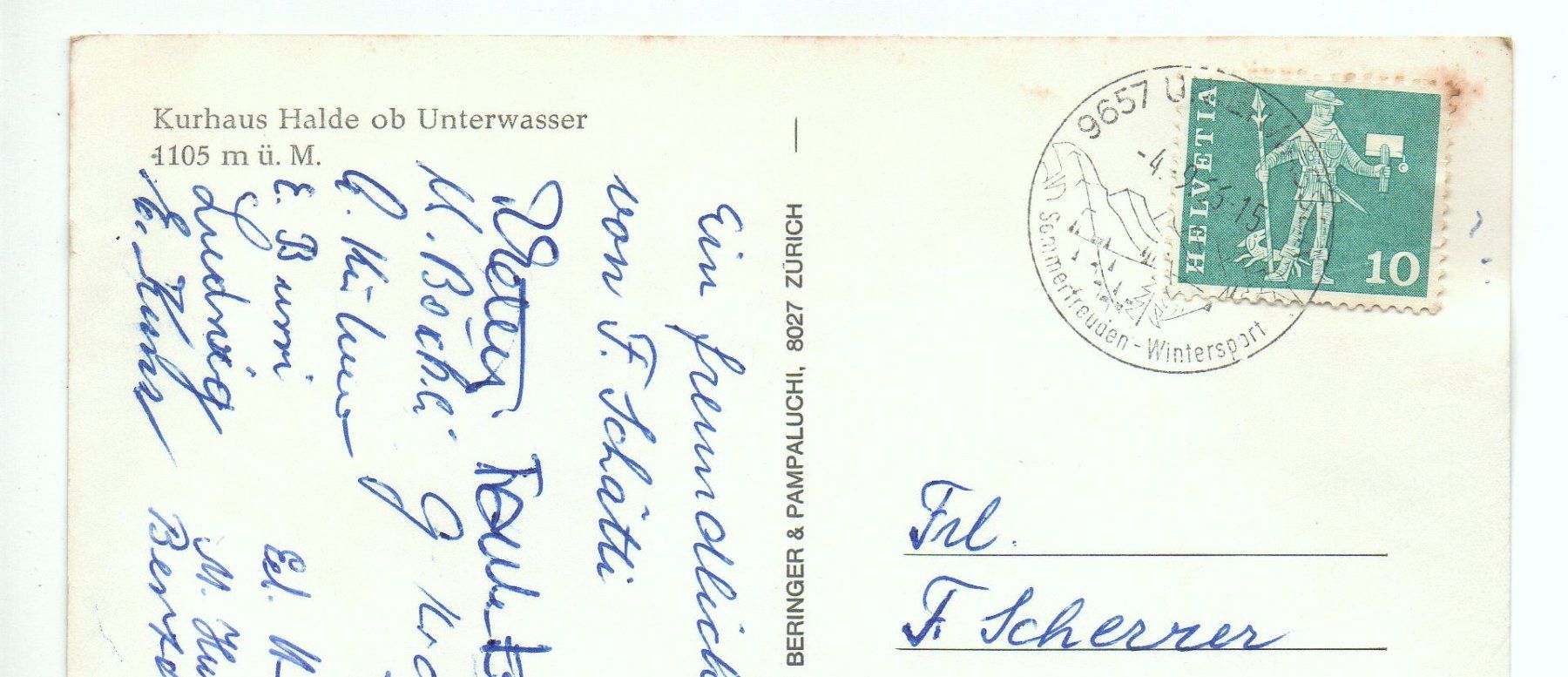 Cartoline postali: UNTERWASSER Kurhaus Halde – Usato da Jona venduto da philajona 1
