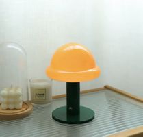 Glas Pilz Tischlampe Orange Grün - Top Zustand!