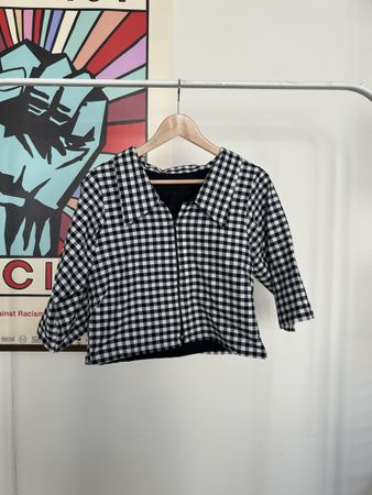 Gingham Jacket Black White Size M
