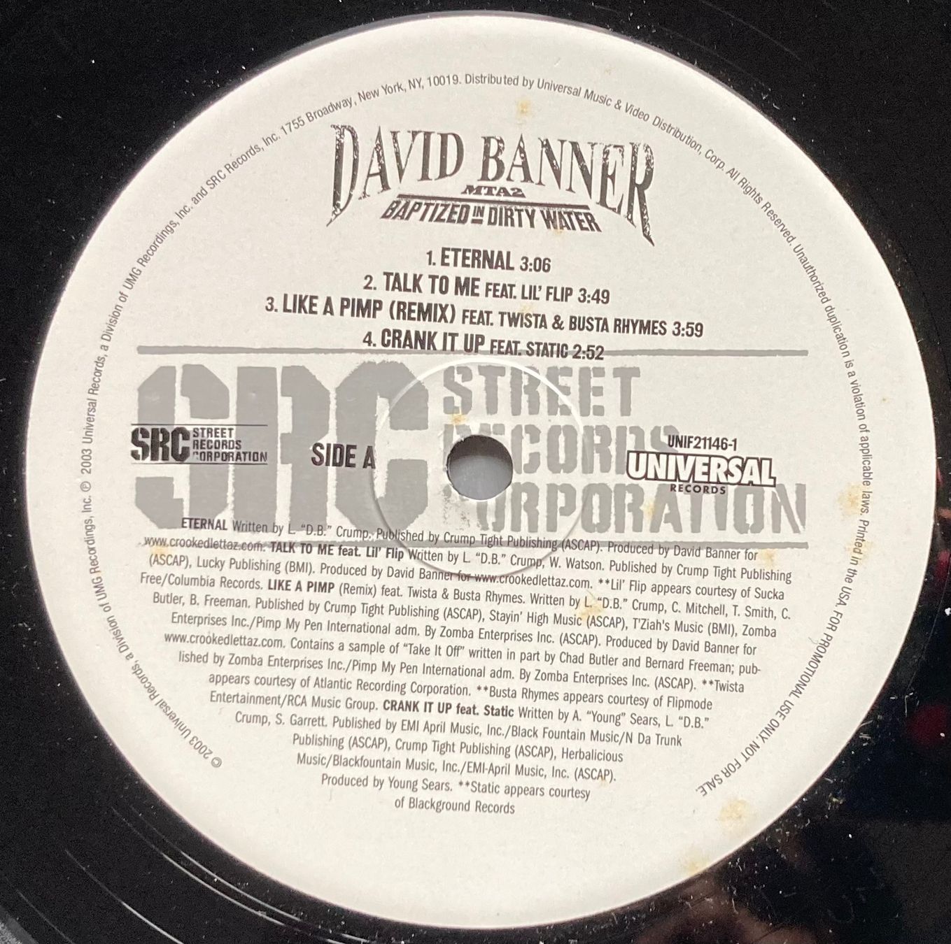Dischi in vinile: DAVID BANNER - MTA2: BAPTIZED IN DIRTY WATER – Usato da Poliez-Pittet venduto da Newtown-Records 2