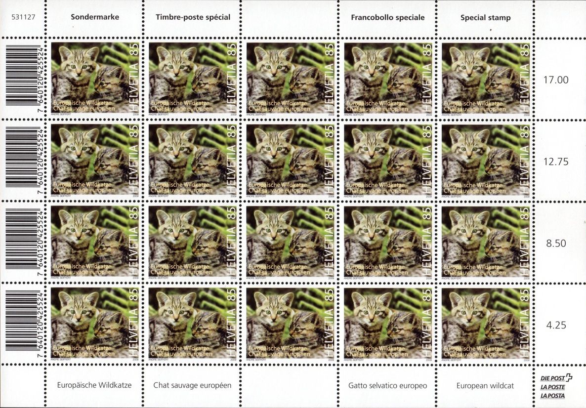 Tutti i francobolli: Bogen Europäische Wildkatze** – Nuovo (secondo la descrizione) da Dottikon venduto da haeusibuh5