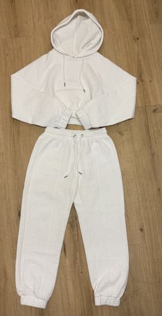 Weisses Loungewear Set mit Kapuze, Grösse L