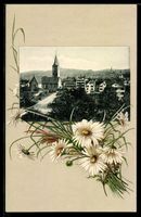 AK St. Gallen, Teilansicht mit St. Magnikirche, Blumengebind