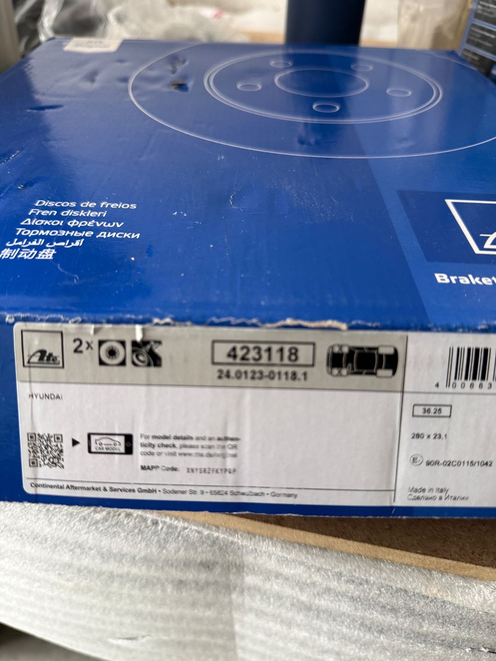 Hyundai Tutti pezzi di ricambio auto: ATE Bremscheiben 423118 neu ungebraucht – Nuovo e nell'imballaggio originale da Unterwasser venduto da JOSEBALOA 2