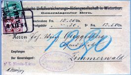 1884 BELEG BADEN NACH ZIMMERWALD STEHENDE HELVETIA + ZIFFERM
