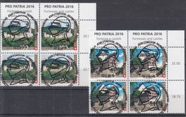 333-338 PP-Burgen + Schlösser, 4erBlock mit FD-Vollstempel